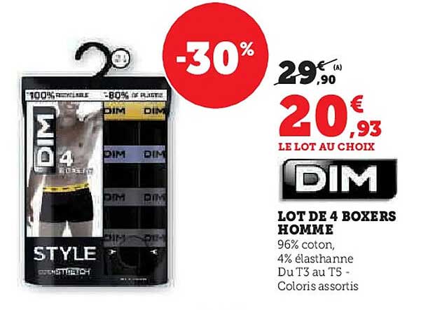 LOT DE 4 BOXERS HOMME