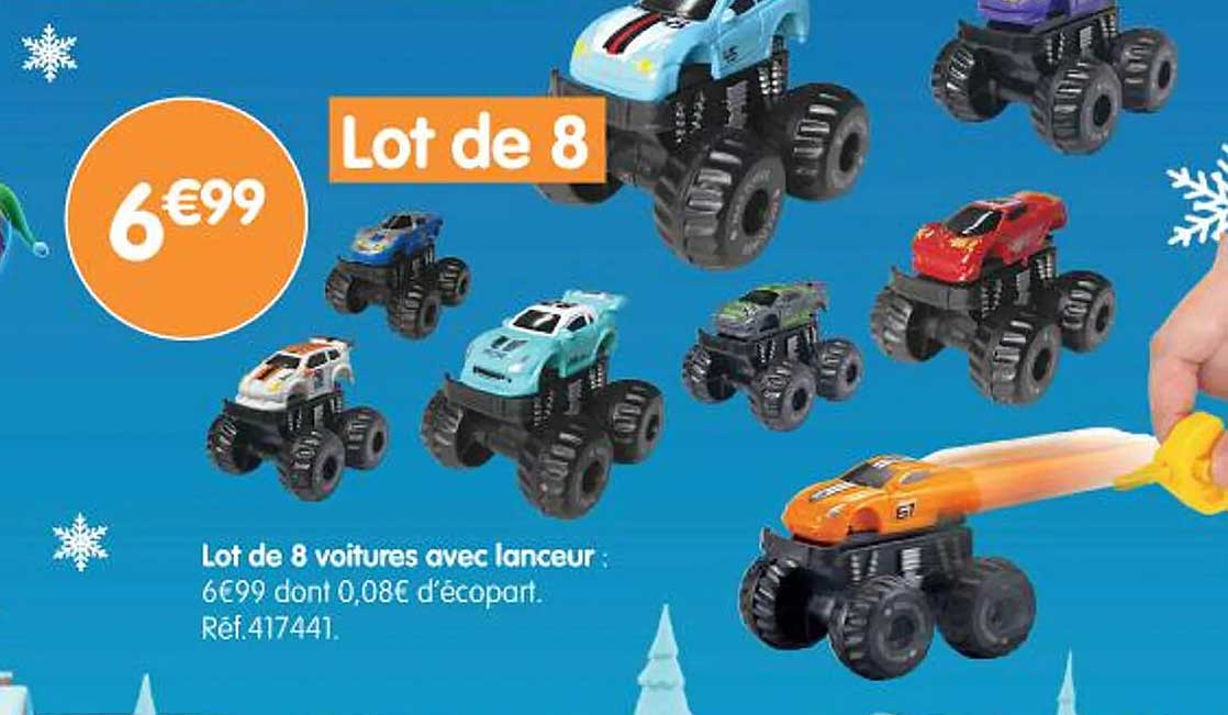 Lot de 8 voitures avec lanceur