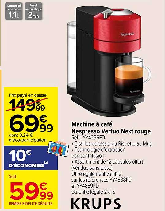 Machine à café Nespresso Vertuo Next rouge