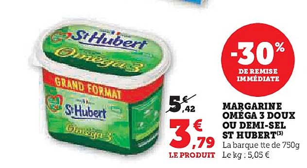 MARGARINE OMÉGA 3 DOUX OU DEMI-SEL ST HUBERT