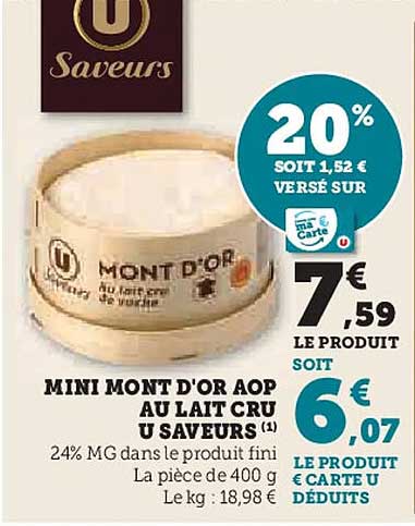 MINI MONT D'OR AOP AU LAIT CRU U SAVEURS