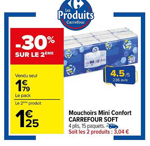 Mouchoirs Mini Confort CARREFOUR SOFT