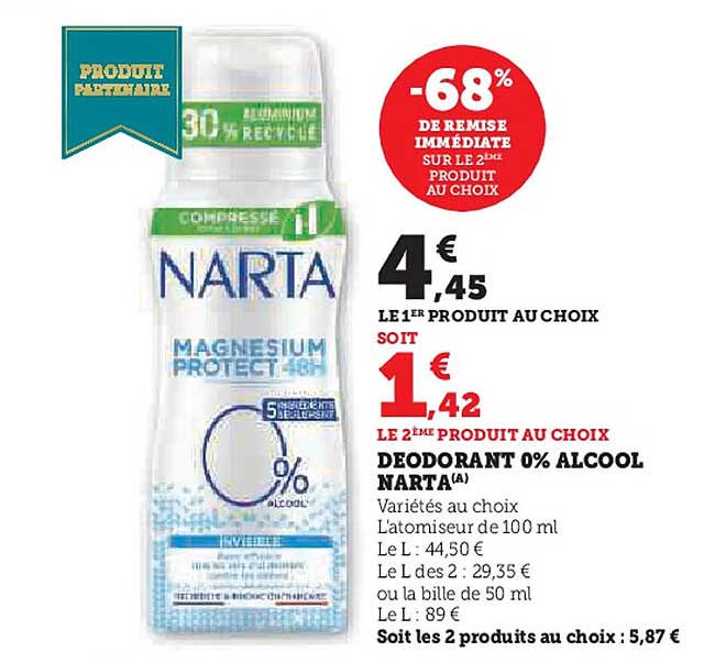 NARTA MAGNESIUM PROTECT 48H DEODORANT 0% ALCOOL NARTA(A)