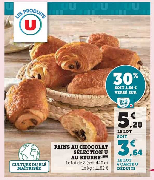 PAINS AU CHOCOLAT SÉLECTION U AU BEURRE