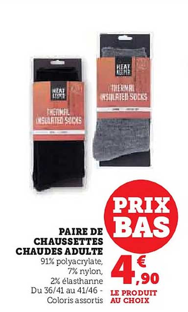 PAIRE DE CHAUSSETTES CHAUDES ADULTE