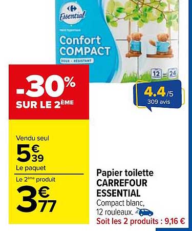 Papier toilette CARREFOUR ESSENTIAL