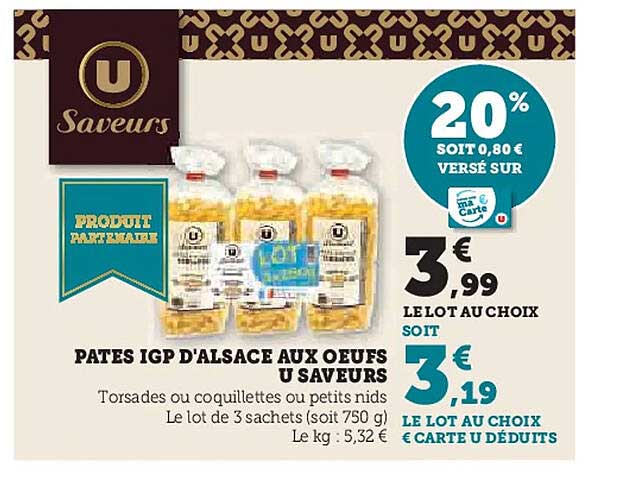 PÂTES IGP D'ALSACE AUX OEUFS U SAVEURS