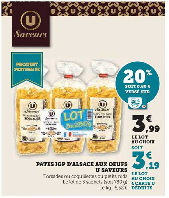 PATES IGP D'ALSACE AUX OEUFS U SAVEURS