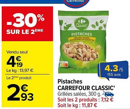 Pistaches CARREFOUR CLASSIC