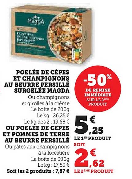 POELÉE DE CÊPES ET CHAMPIGNONS AU BEURRE PERSILLÉ SURGELÉE MAGDA