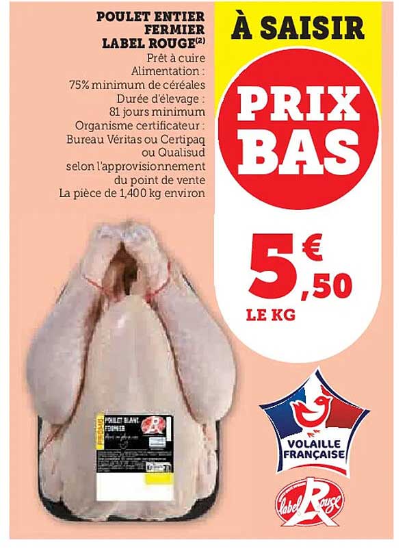 POULET ENTIERS FERMIER LABEL ROUGE