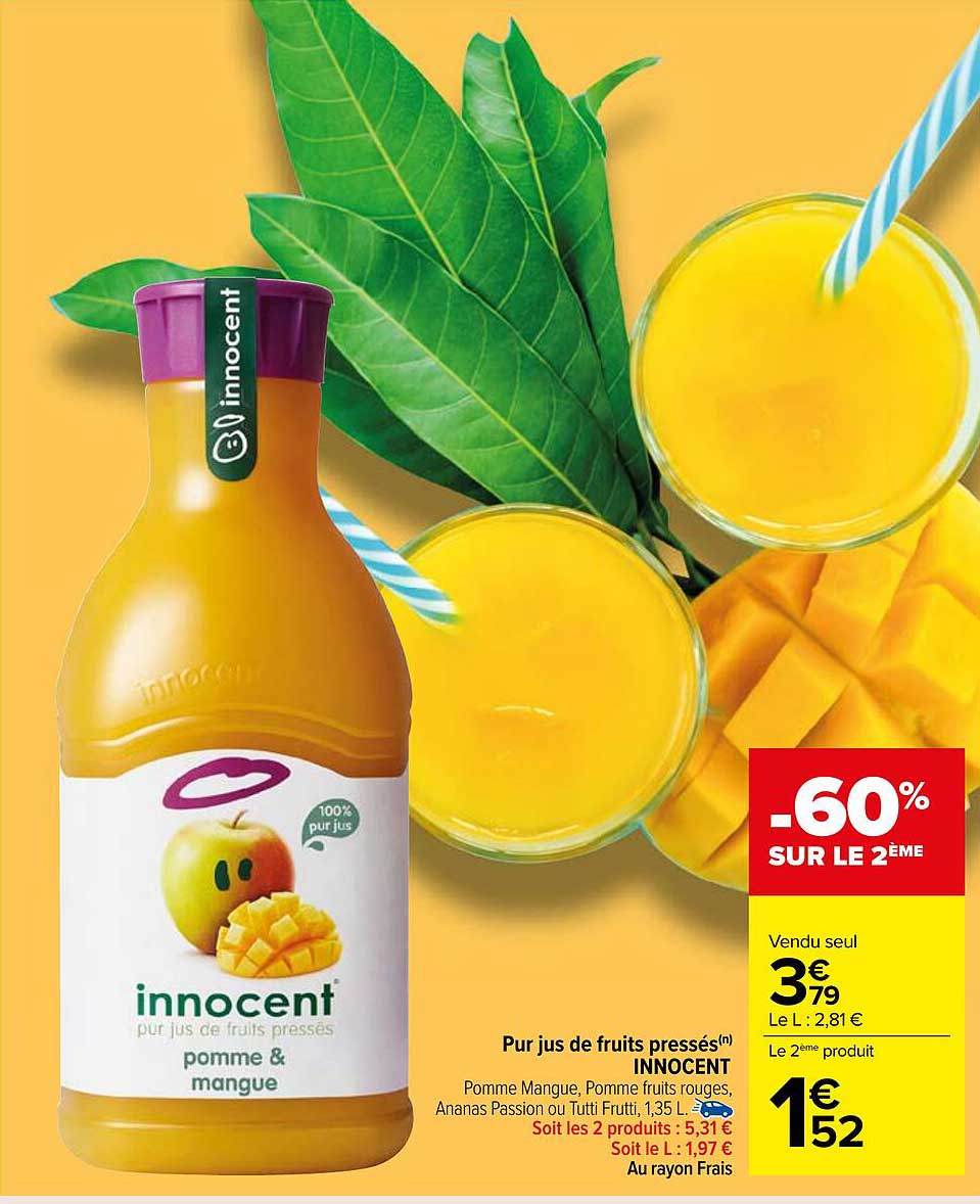 Pur jus de fruits pressés INNOCENT pomme & mangue