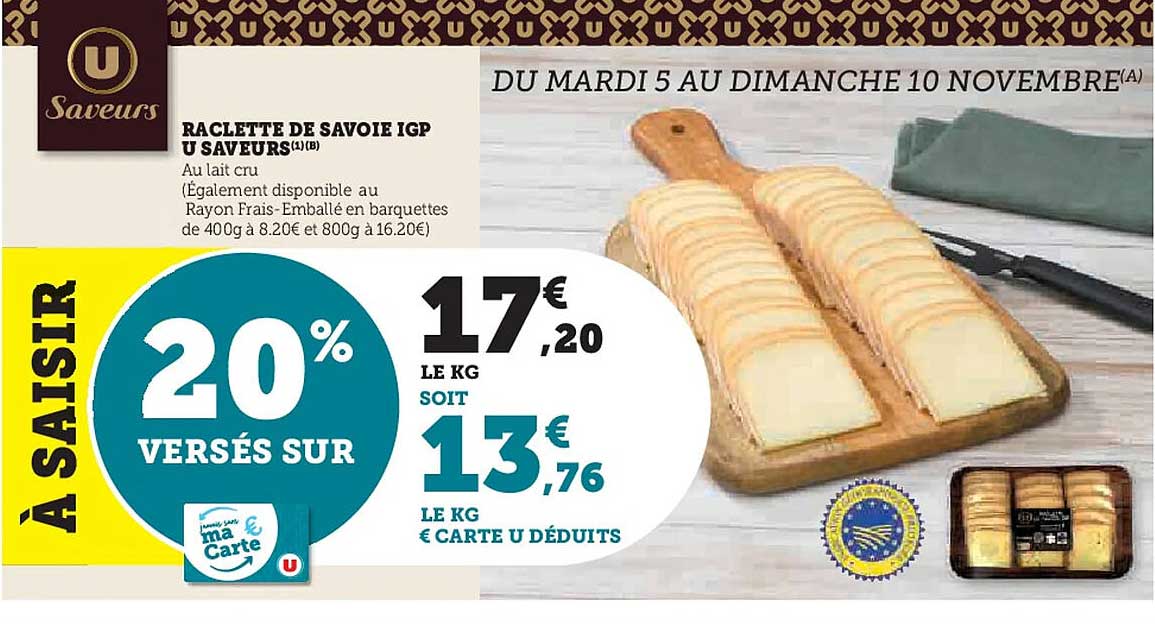 RACLETTE DE SAVOIE IGP U SAVEURS