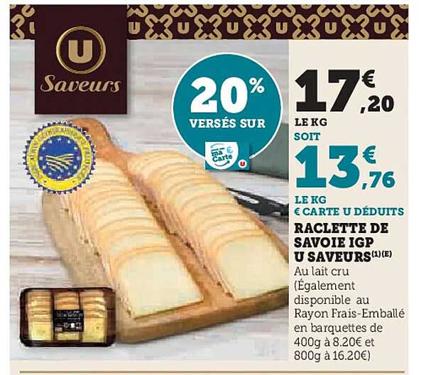 RACLETTE DE SAVOIE IGP U SAVEURS