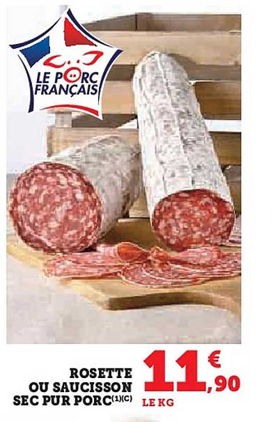 ROSETTE OU SAUCISSON SEC PUR PORC