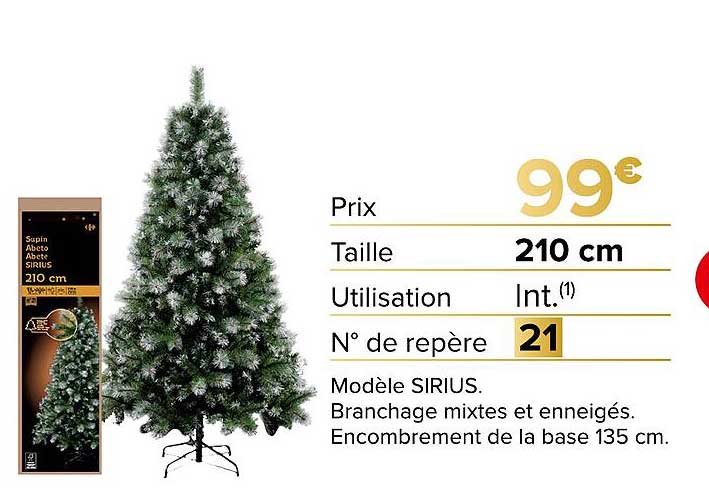 Sapin Abeto Albe SIRIUS 210 cm