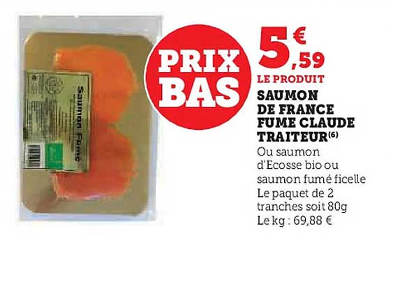 SAUMON DE FRANCE FUME CLAUDE TRAITEUR