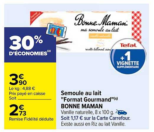 Semoule au lait "Format Gourmand" BONNE MAMAN