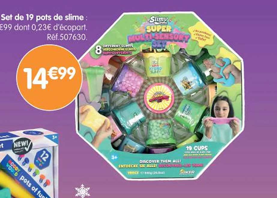 Set de 19 pots de slime