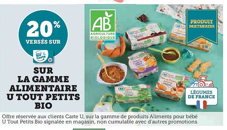 SUR LA GAMME ALIMENTAIRE U TOUT PETITS BIO