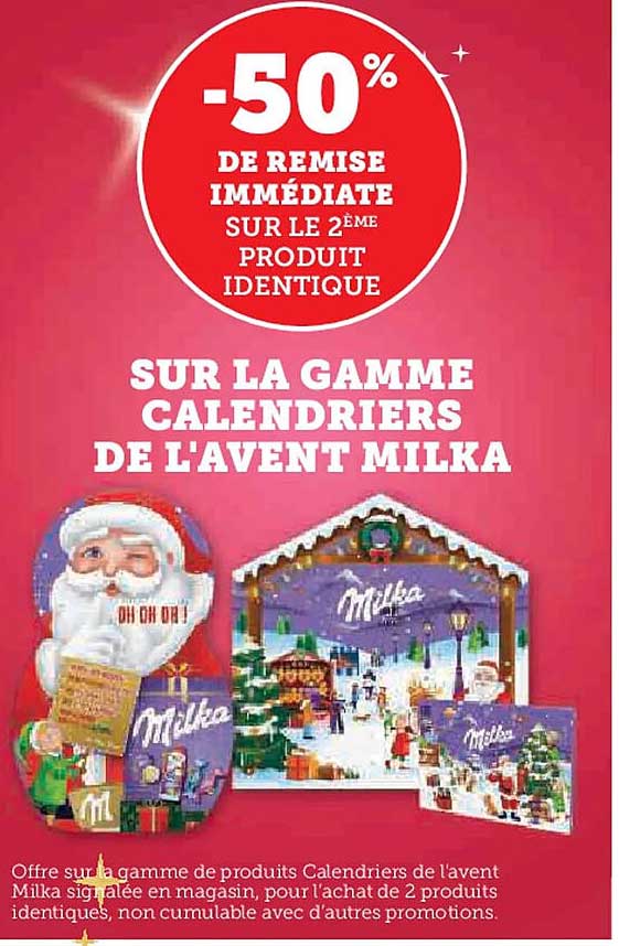 SUR LA GAMME CALENDRIERS DE L'AVENT MILKA