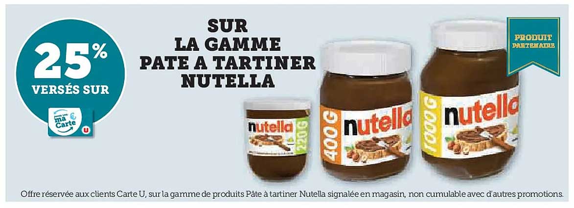 SUR LA GAMME PATE A TARTINER NUTELLA