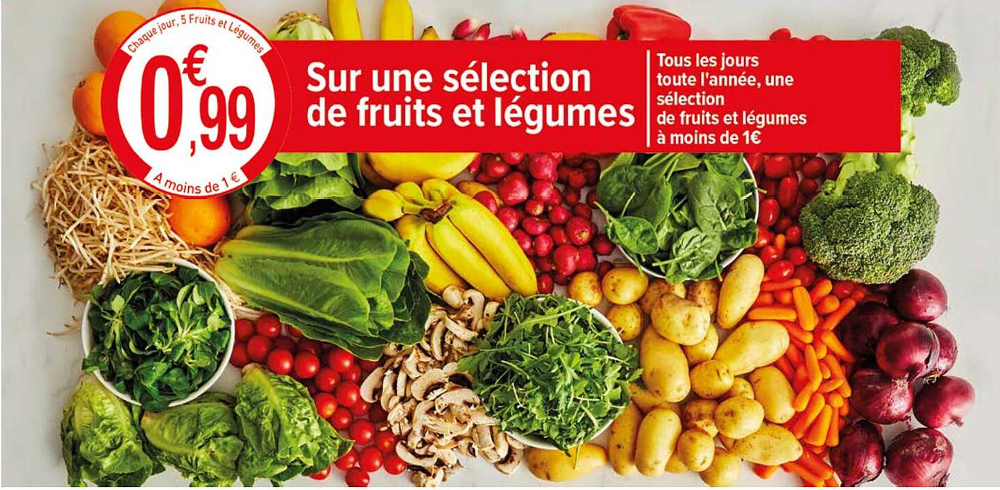 Sur une sélection de fruits et légumes