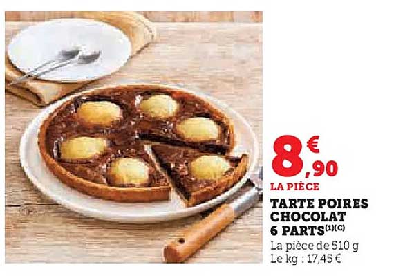 TARTE POIRES CHOCOLAT 6 PARTS