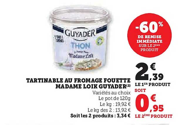 TARTINABLE AU FROMAGE FOUETTE MADAME LOIK GUYADER