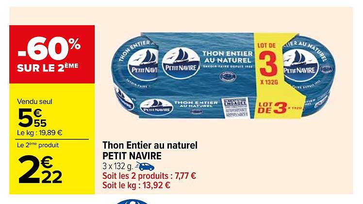 Thon Entier au naturel PETIT NAVIRE