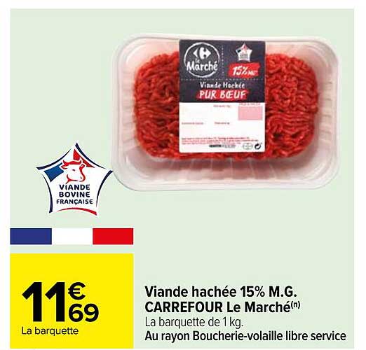 Viande hachée 15% M.G. CARREFOUR Le Marché