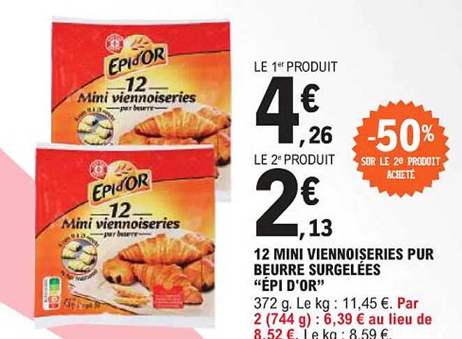 12 MINIS VIENNOISERIES PUR BEURRE SURGELÉES "ÉPI D'OR"