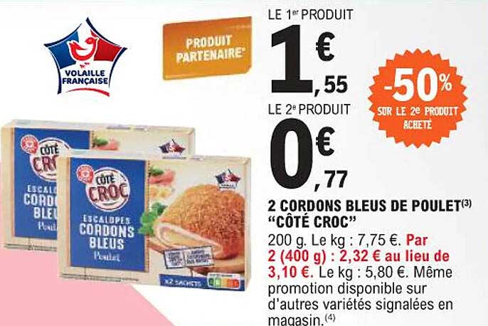 2 CORDONS BLEUS DE POULET “CÔTÉ CROC”