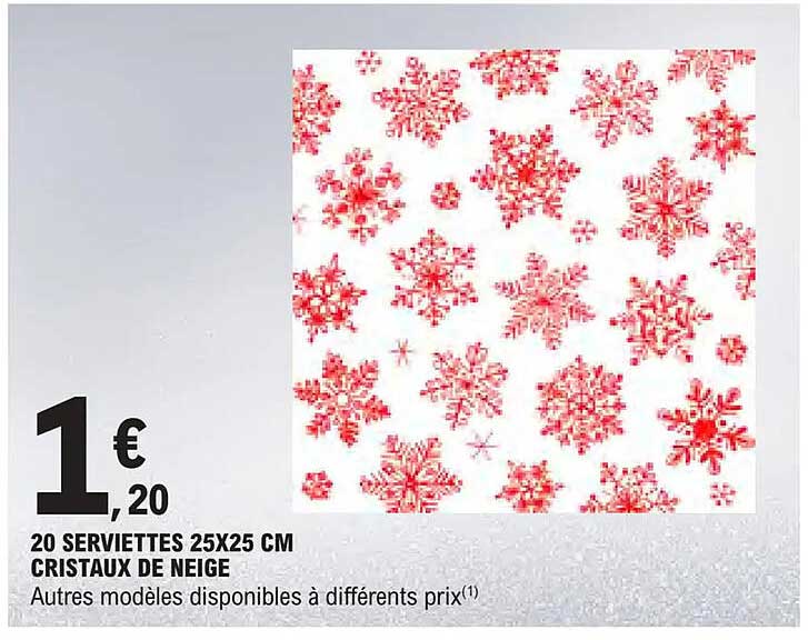 20 SERVIETTES 25X25 CM CRISTAUX DE NEIGE