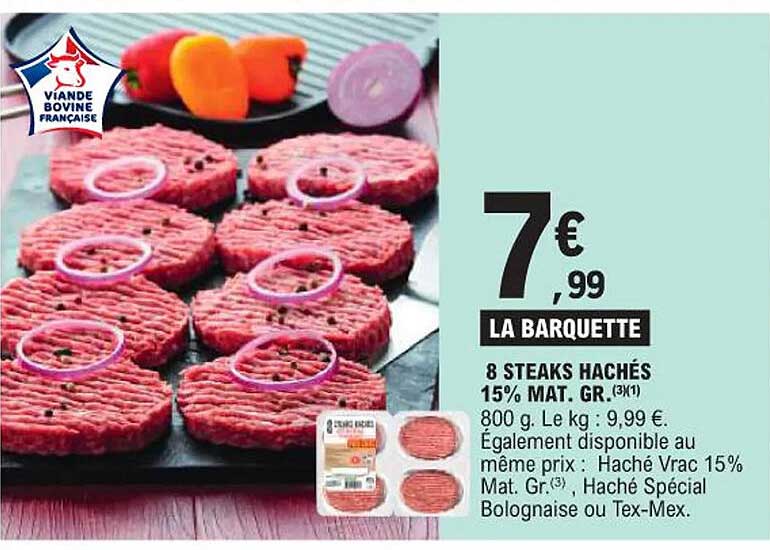 8 STEAKS HACHÉS 15% MAT. GR.