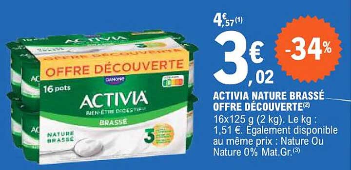 ACTIVIA NATURE BRASSÉ OFFRE DÉCOUVERTE