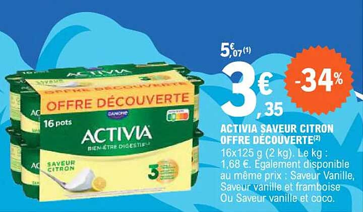 ACTIVIA SAVEUR CITRON OFFRE DECOUVERTE