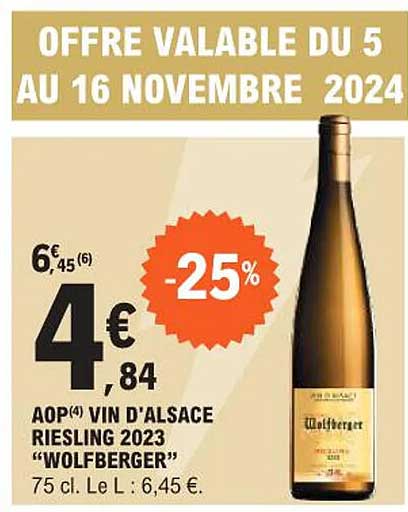 AOP VIN D'ALSACE RIESLING 2023 "WOLFBERGER"