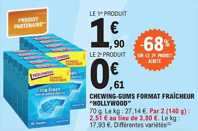 CHEWING-GUMS FORMAT FRAÎCHEUR "HOLLYWOOD"