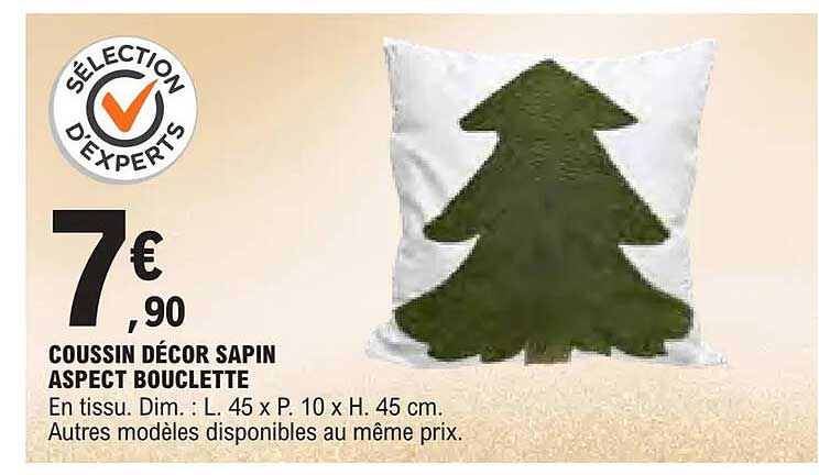 COUSSIN DÉCOR SAPIN ASPECT BOUCLETTE