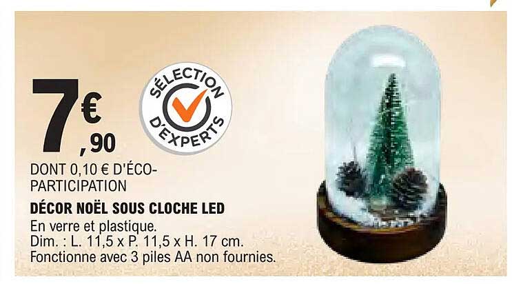 DÉCOR NOËL SOUS CLOCHE LED