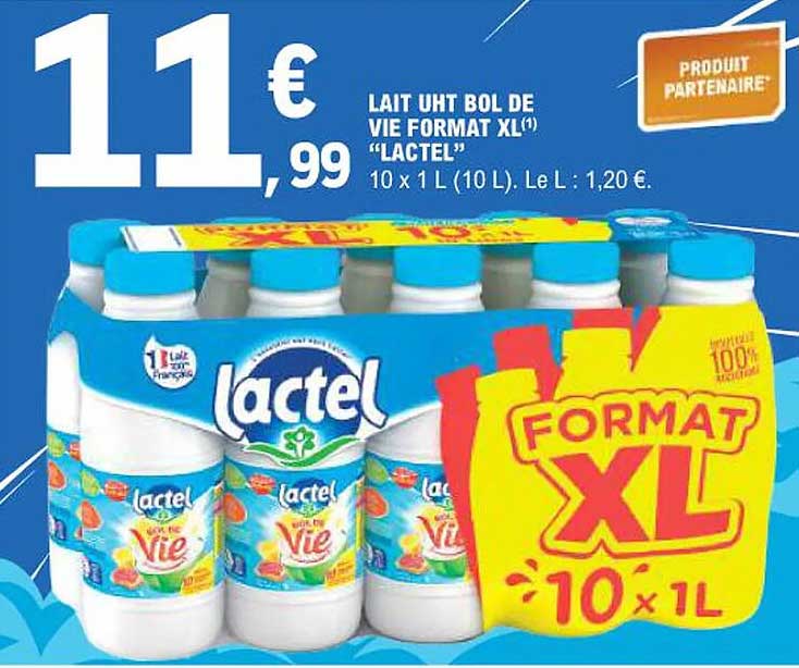 LAIT UHT BOL DE VIE FORMAT XL(*) "LACTEL"