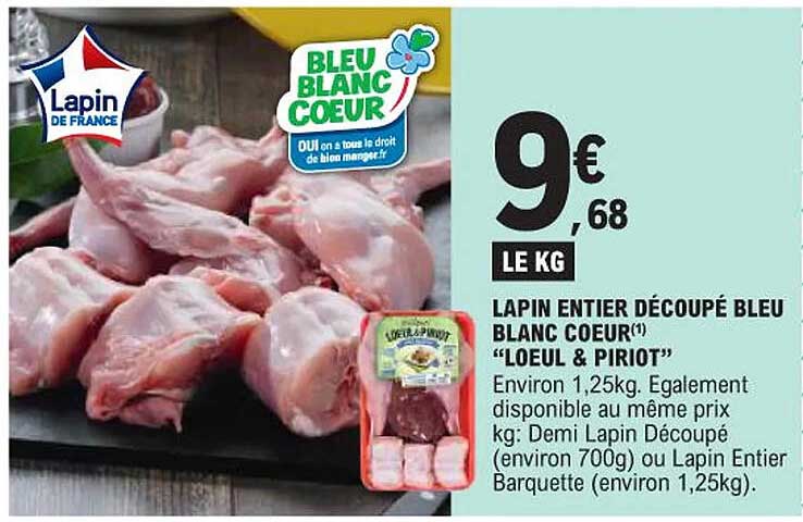 LAPIN ENTIERS DÉCOUPÉ BLEU BLANC COEUR "LOEUL & PIROT"