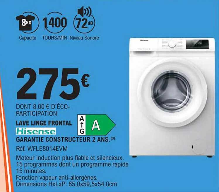 LAVE LINGE FRONTAL Hisense