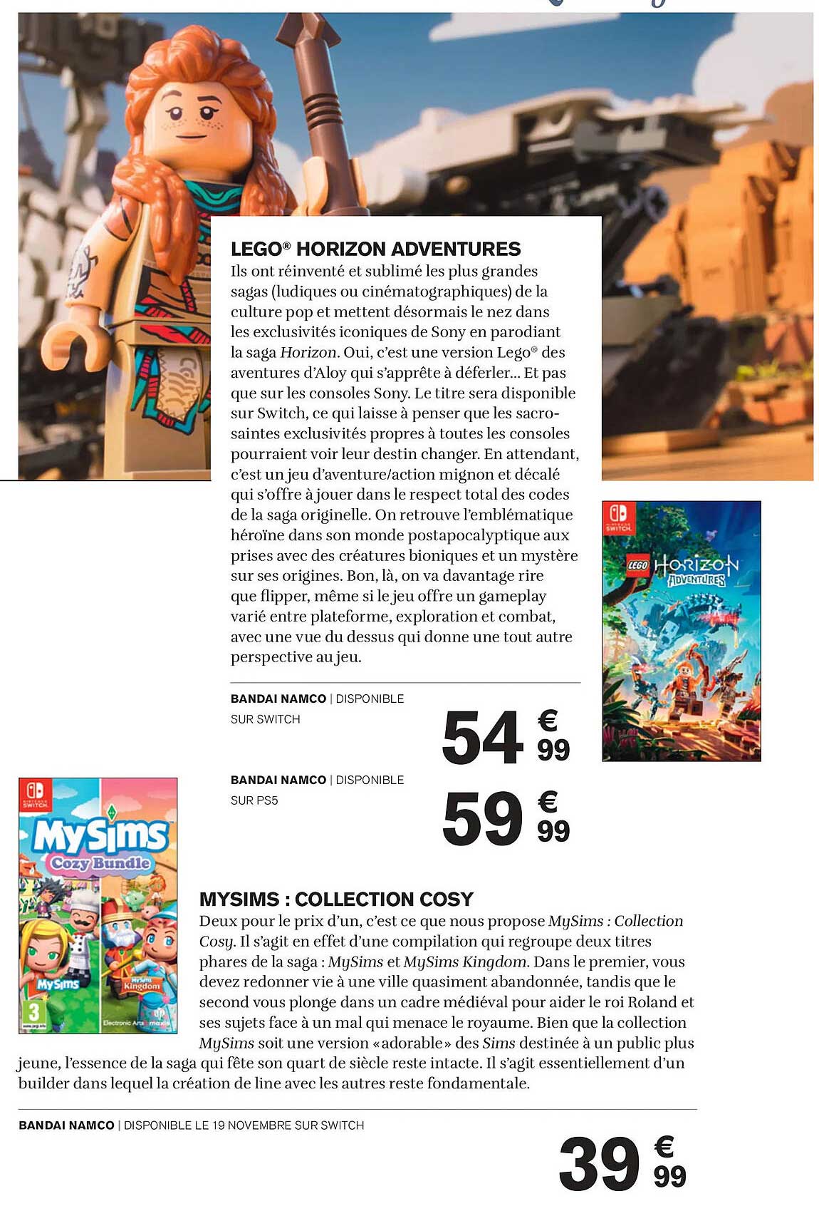 LEGO® HORIZON ADVENTURES  
MYSIMS : COLLECTION COSY