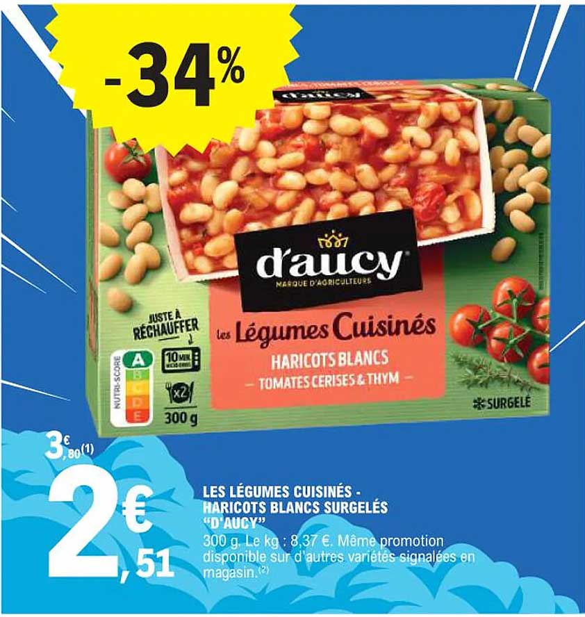 LES LÉGUMES CUISINÉS - HARICOTS BLANCS SURGELÉS "D'AUCY"