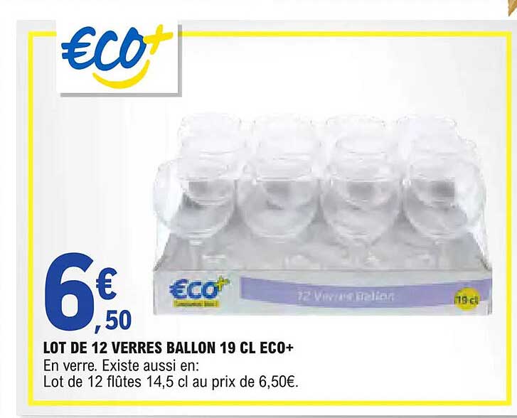 LOT DE 12 VERRES BALLON 19 CL ECO+