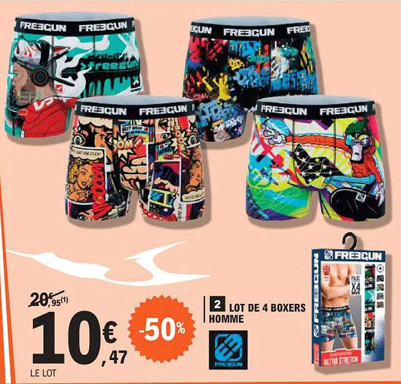 LOT DE 4 BOXERS HOMME