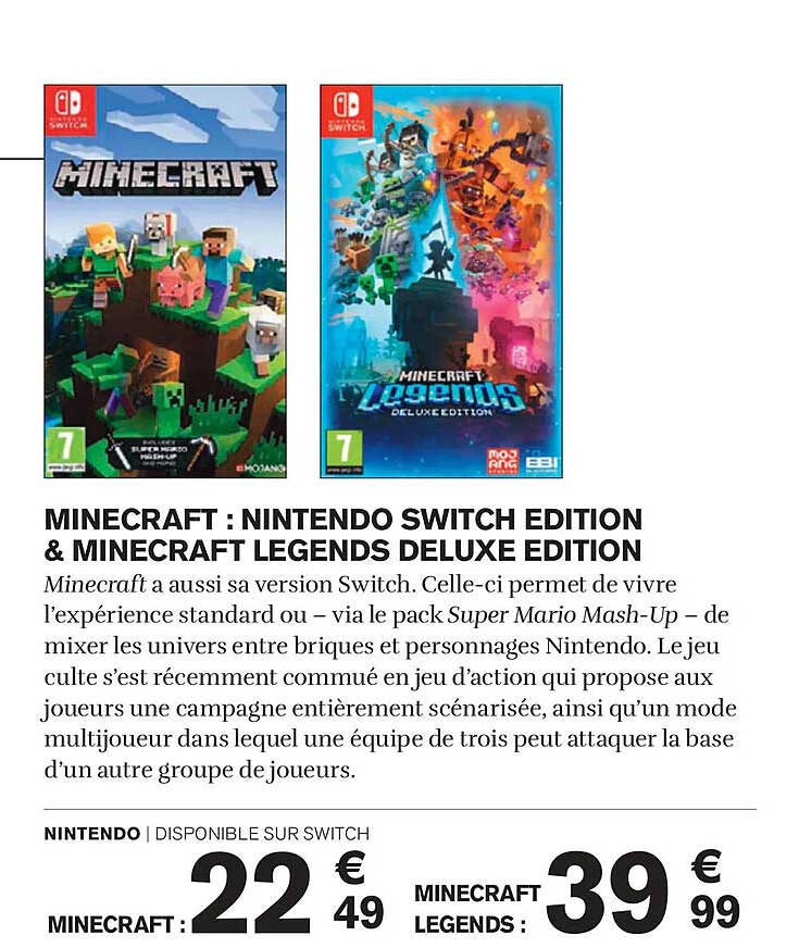 MINECRAFT : NINTENDO SWITCH EDITION & MINECRAFT LEGENDS DELUXE EDITION