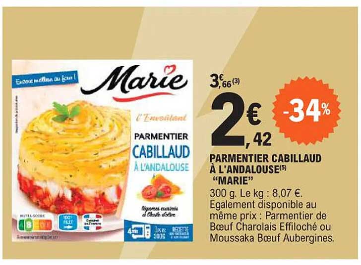 PARMENTIER CABILLAUD À L'ANDALOUSE "MARIE"